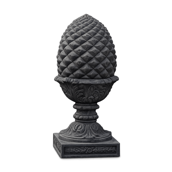 Großer grauer Pinienzapfen aus Impruneta Terracotta – elegante Gartenskulptur